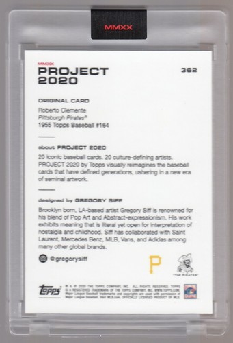 2020 Project Topps Art Exclusive #362 Roberto Clemente RC Gregory Siff /2344 QTY - Picture 2 of 6
