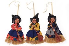 3-er Set-Hexen-auf Besen-ca.26 cm-hängend-Fasching-Fasnet-,Figur-Hexe-Halloween