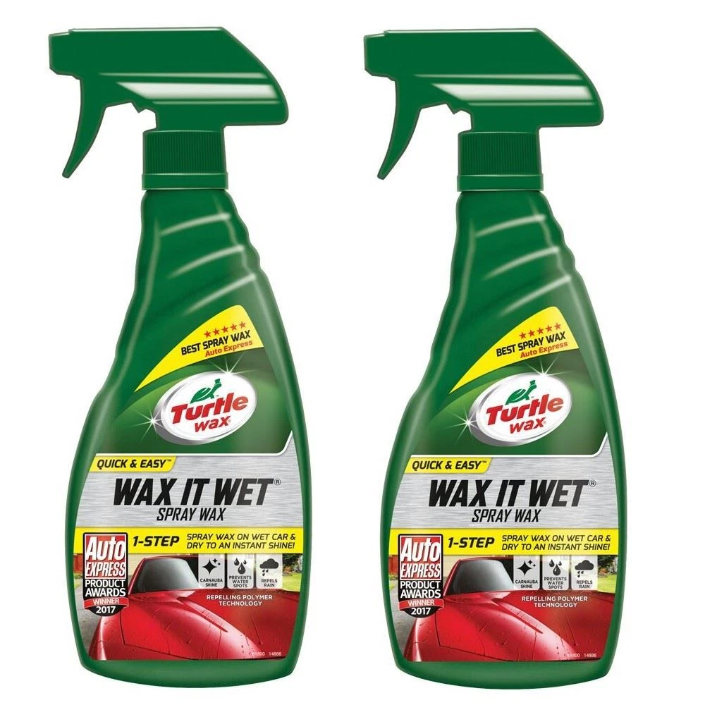 Turtle Wax Wax It Wet Liquid Car Spray Wax Easy to Use Detailer 2 x 500ml