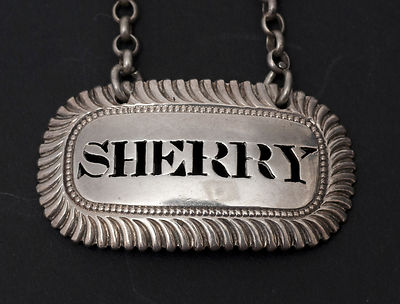 George III Silver SHERRY Decanter Label Regency 1817 Pierced Wine Tag