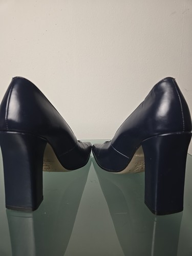 Clasicos Heels Blue Mexico Sz 10.5 (44) Leather Vtg Y2k Pumps Women's Designer - Picture 4 of 10