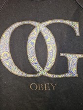 Obey Clothing OG Made In USA Medium Mens Black Graphic Logo Sweatshirt Pullover