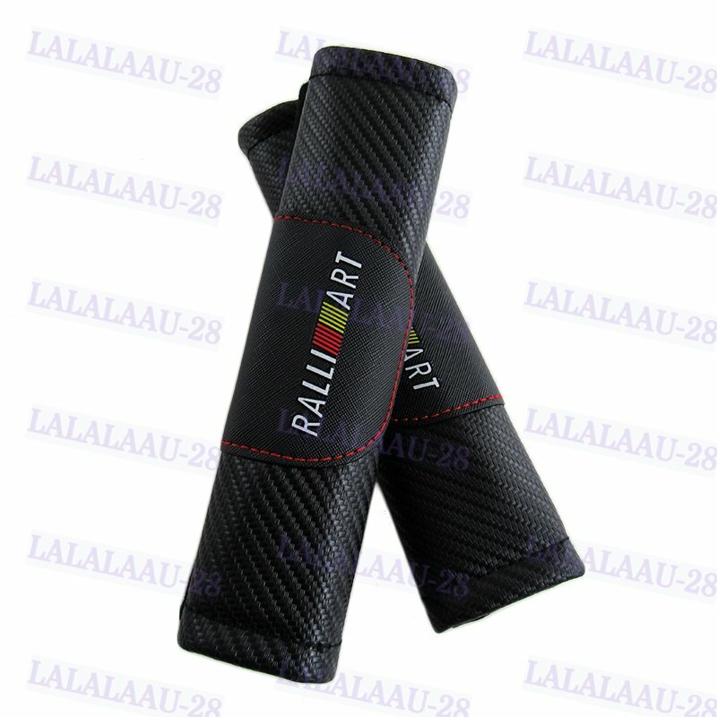 2 Housses De Ceinture De Sécurité Look Carbone - Pour Mitsubishi RALLIART, Style Sportif, Neuves