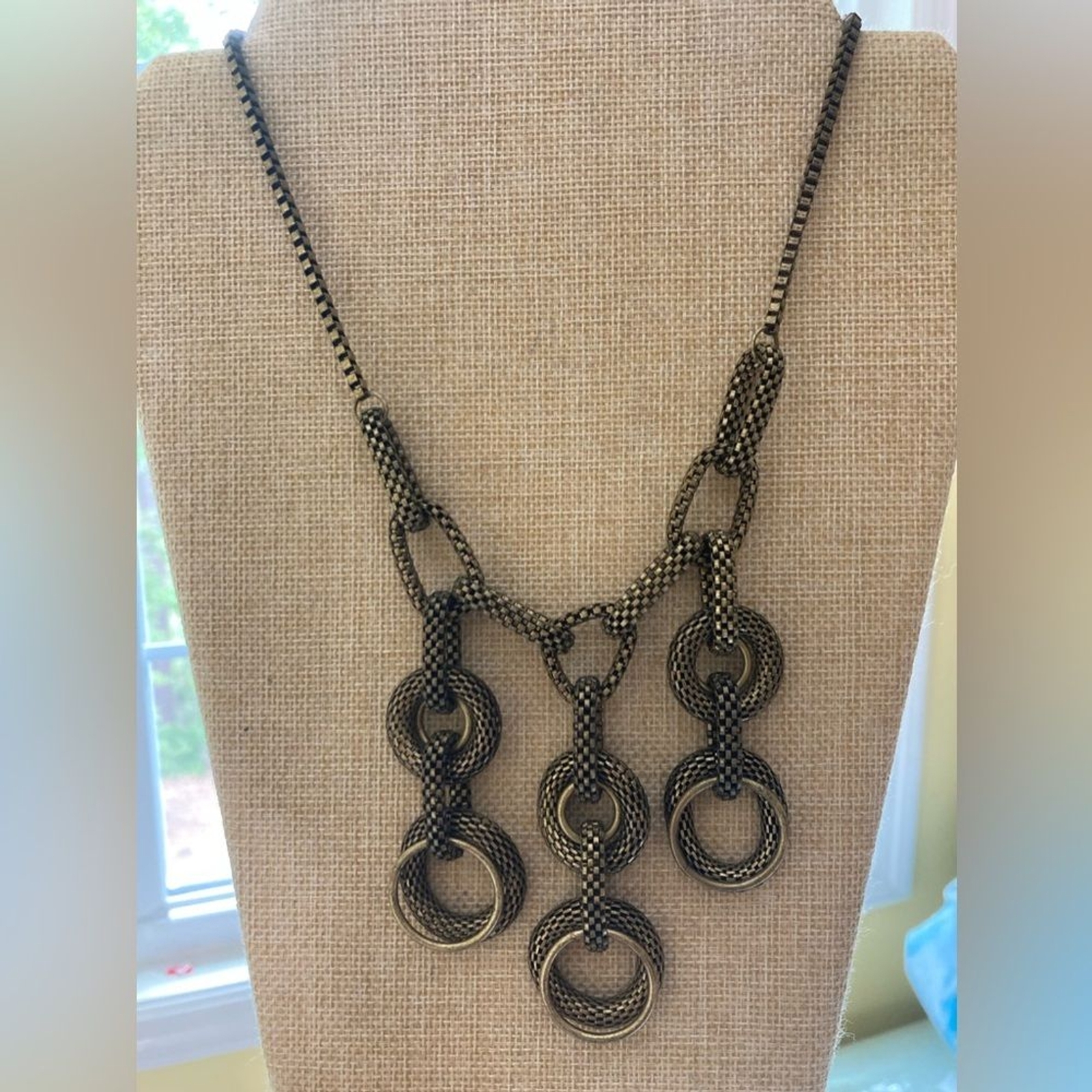 Talbots Brass Tone Chain Link Statement Necklace - image 1