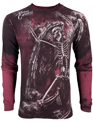 #ad #ad Xtreme Couture By Affliction Men#x27;s Long Sleeve T shirt Relinquish Skull Wings S $27.99