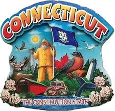 Connecticut The Constitution State Artwood Montage Fridge Magnet