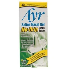Ayr Saline Nasal Gel No-drip Sinus Spray With Soothing Aloe Vera, 0.75 Ounce