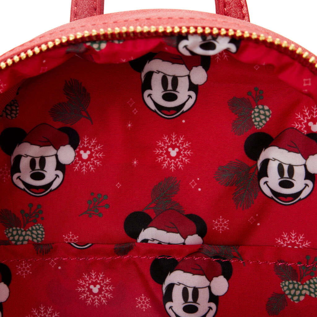 Loungefly Red Santa Mickey Faux-Fur Mini Backpack Santa Mickey Loungefly | eBay main image 3
