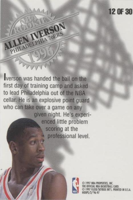 1996-97 NBA Hoops - Allen Iverson #12 for sale | eBay