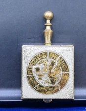 Vintage Ashtray Portable Science Technolog Graphic Metal Spring Action Dispenser