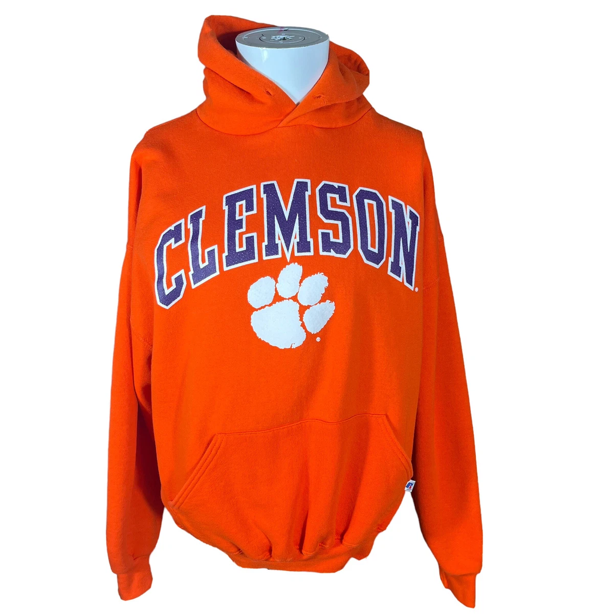 Vintage Clemson Tigers Hoodie Russell Athletic Orange Pullover Men s XL