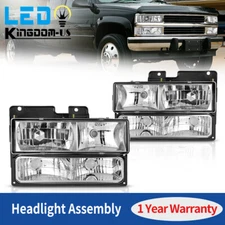 Headlights + Bumper Lamp For 90-99 Chevy C/K 1500 95-99 Tahoe 90-99 GMC C/K 1500