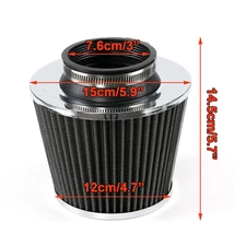 3"  76mm Universal Car Inlet Cold Intake Cone Replacement Quality Dry Air Filter