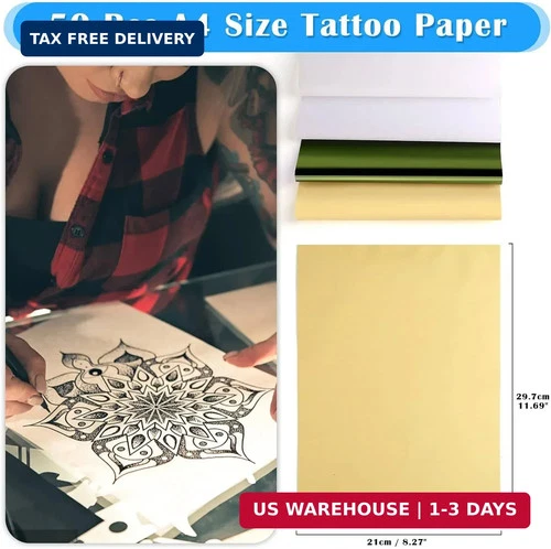 50 Sheets Tattoo Transfer Paper, Cridoz Tattoo Stencil Paper for Tattooing, Tran image 2