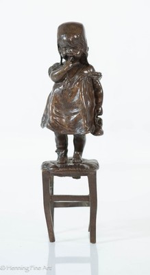 Stunning Juan Clara Bronze Statue of Girl on Chair, Signed & Numbered, Fine!