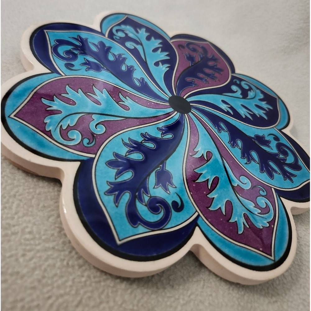 Vintage Turkish Ceramic Art Trivet Hot Plate - Thumbnail 2