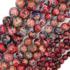Galaxy Pink Red Sea Sediment Imperial Jasper Round Beads 15" Strand 6mm 8mm 10mm