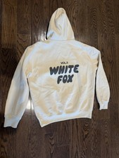 White Fox Hoodie S/M Vol. 3 Graphic Pullover Cotton Blend Relaxed Cream