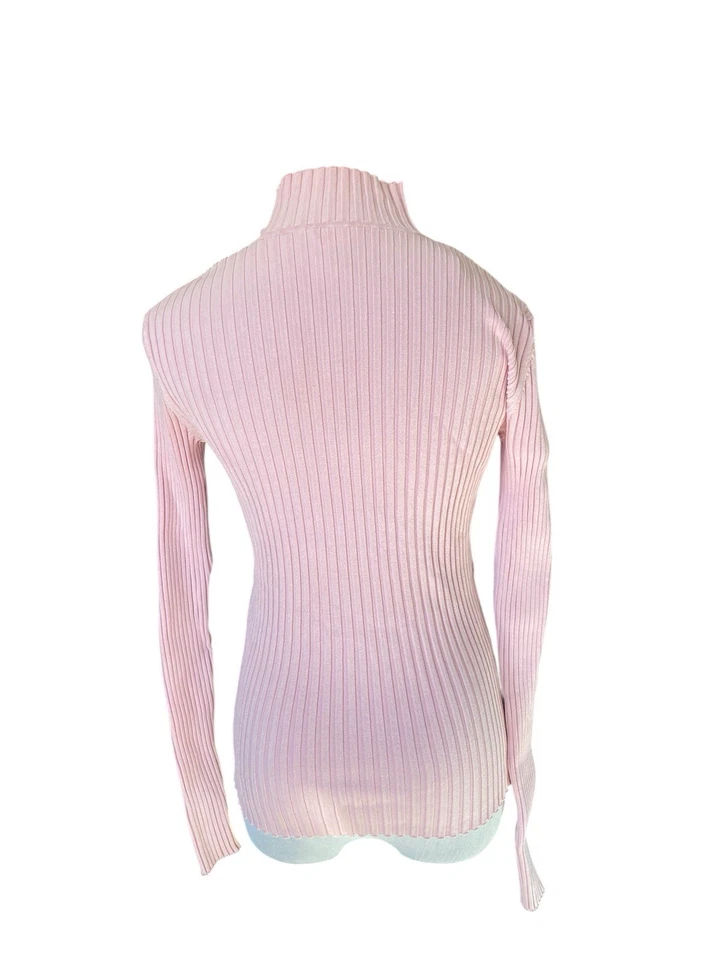 Suéter De Colección Y2K Cache Ajustado Acanalado Seda Talla M Rosa Brillante Cremallera Glam Britney Foto 4 de 4