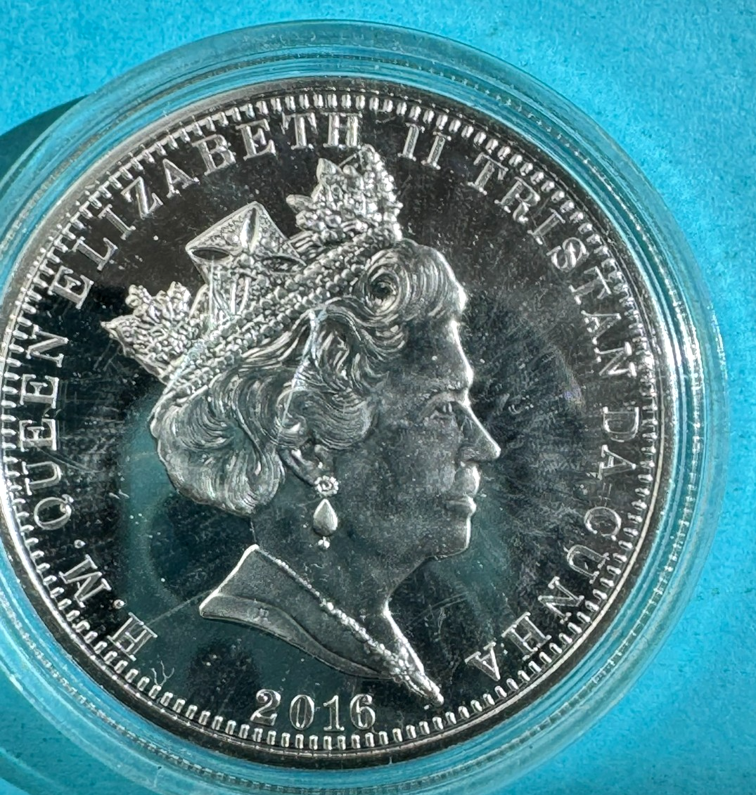 2016 Queen Elizabeth 2 Tristan Da Cunha Proof One Crown B-17