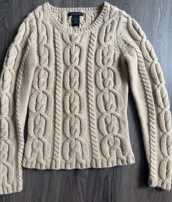 Vintage - The Limited /Women s Beige Cable Knit Sweater/ 100% Acrylic/ Size S