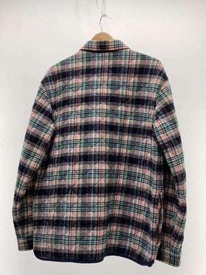 Supreme Quilted Jacket Quilted Plaid Zip Up Shirt M Cotton Multi