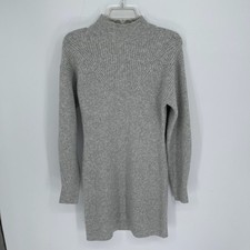 A New Day Women's Gray Ribbed Metallic Mock Long Sleeve Sweater Dress Size S