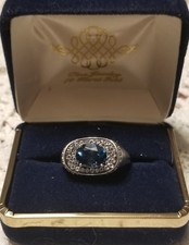 London Blue Topaz Large Statement Ring, Sterling Silver 925, Size 11