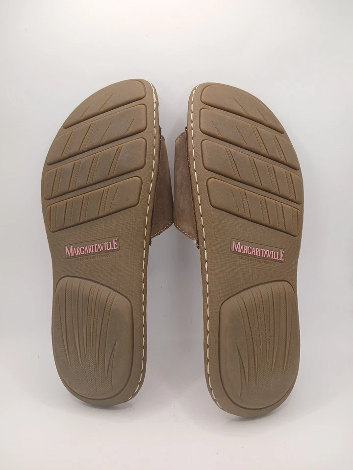 Sandalias Margaritaville para mujer 7 Negril informales sin cordones planas deslizables cuero marrón Foto 3 de 3