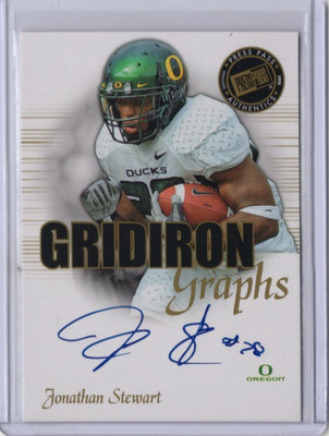 JONATHAN STEWART NCAA Oregon 2008 Press Pass Gridiron Graphs RC Auto #GG-JS Card