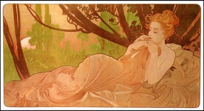 A Good Sleep Maiden by Alphonse Mucha Counted Cross Stitch Pattern