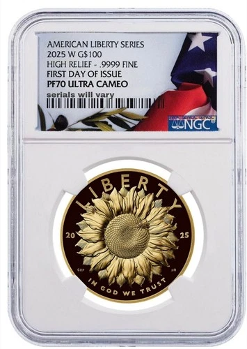 Presale 2025 W Gold Proof American Liberty High Relief $100 NGC PF70 First Day !