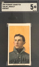1909 T206 PIEDMONT BILL BRADLEY PORTRAIT SGC 5 EX