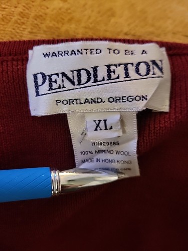 Vtg Pendleton Merino Wool Cardigan Brick Red Womens Size XL Button Hong Kong - Picture 7 of 14