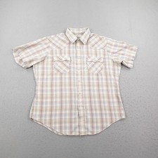 Vintage Levis Shirt Mens XL Beige Plaid Western Pearl Snap White Tab Rodeo 80s