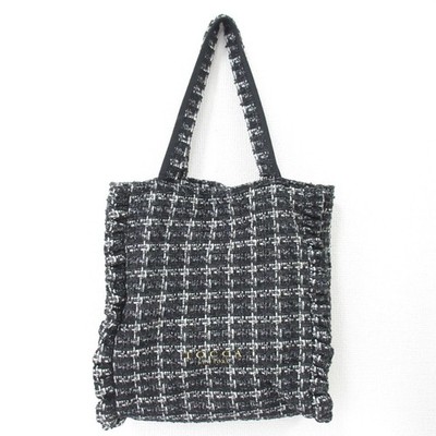 Tocca Collaboration Waves Tote Bag Tweed Black Ladies Old Clothes Used