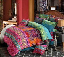 Bohemian King Size Bedding Set - 4 Piece Brushed Cotton Duvet Cover Set
