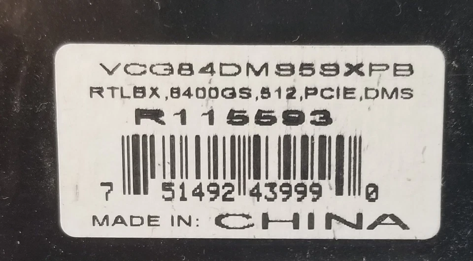 PNY Verto GeForce 8400GS 512MB DDR2 PCI-E Video Card VCG84DM959XPB New Sealed - Image 3 of 3