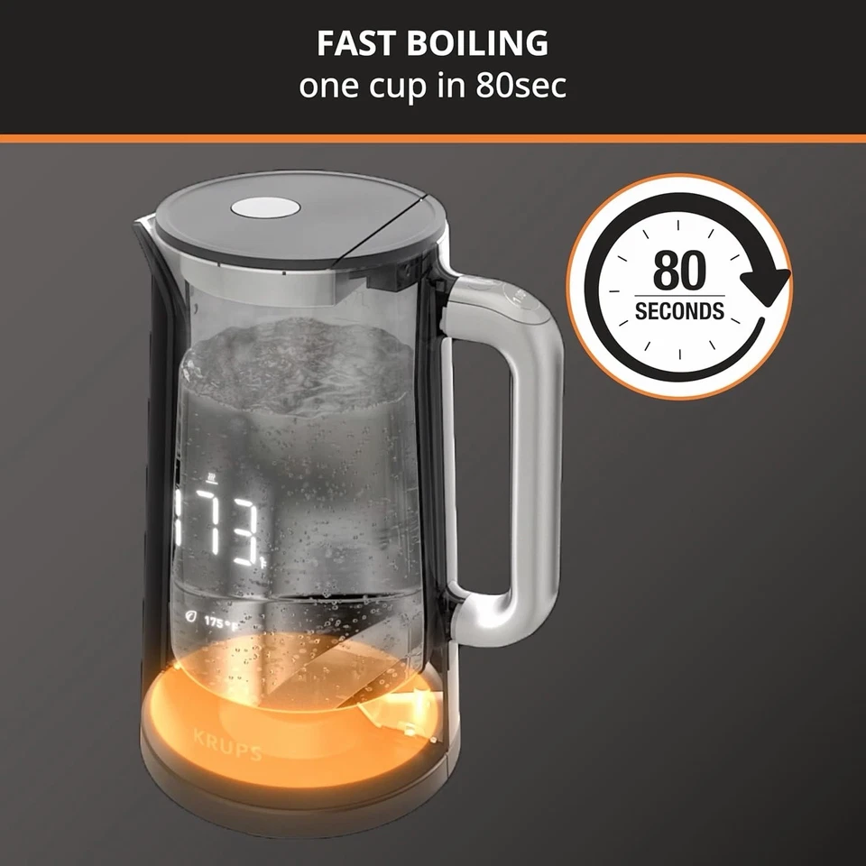 Chaleira elétrica KRUPS Smart Temp: capacidade de 1,7 L, 5 configurações precisas de temperatura - Imagem 3 de 4
