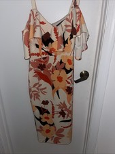 New Rachel Roy Crème Floral Off Shoulder Midi Dress Small