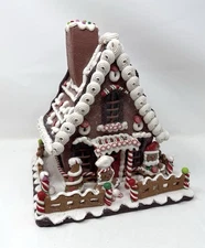 Kurt S. Adler Clay Dough LED Gingerbread House Table Piece, 10"