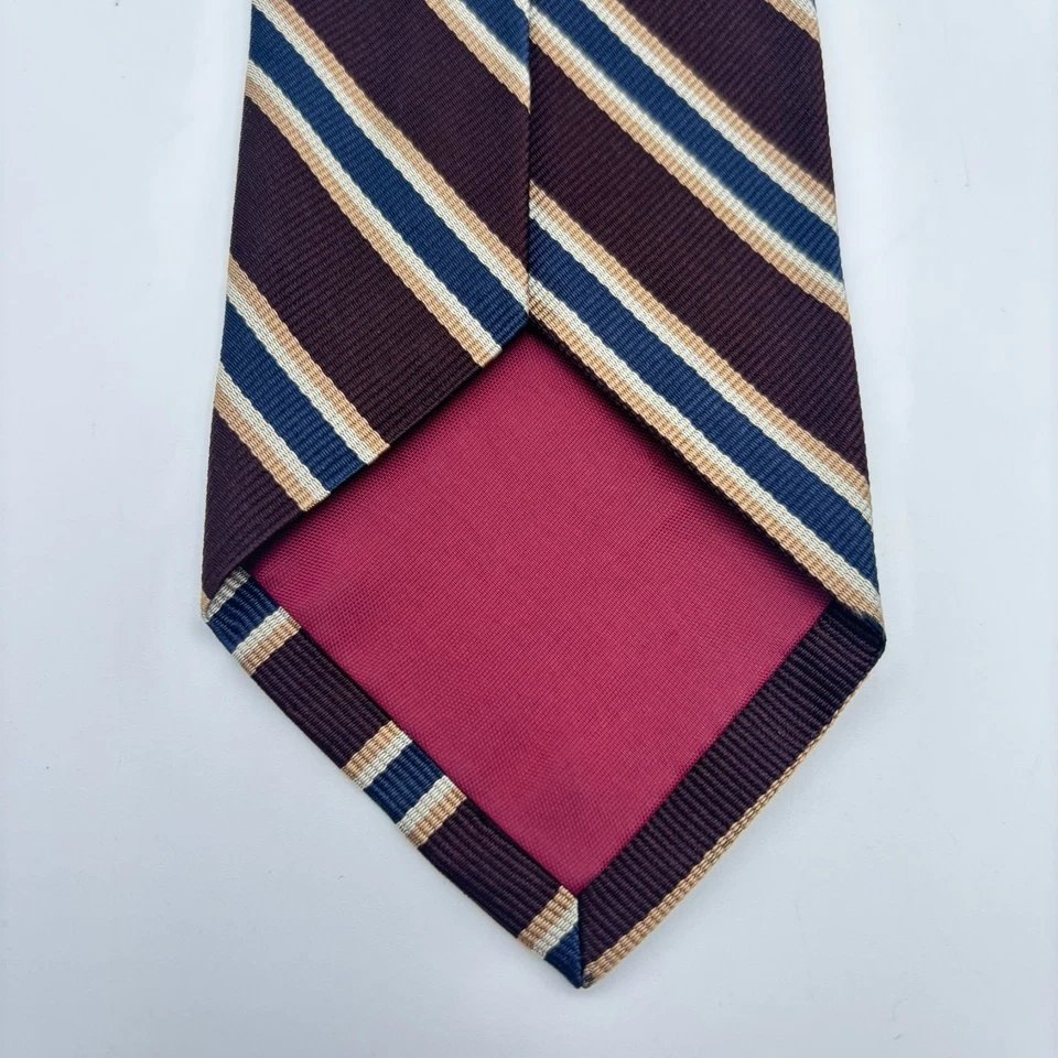 VTG Kenneth Gordon Toggery Shop Silk Tie Necktie Brown Blue Regimental Repp 54x3 - Image 3 of 4