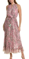 Hemant & Nandita Pink  Paisley Floral Swing Lace Maxi Dress SMALL SIZE 6-10 READ