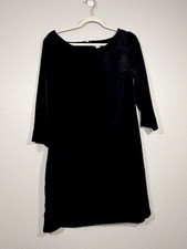 Old Navy Dress Quarter Sleeve Classic Black Knee Length Zip Back Vintage Women M