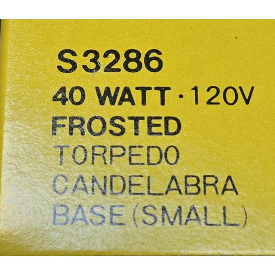 Pack (25) SATCO S3286 40W 120V Frosted Torpedo Candelabra E12 Small Base Bulb - Image 2 of 3