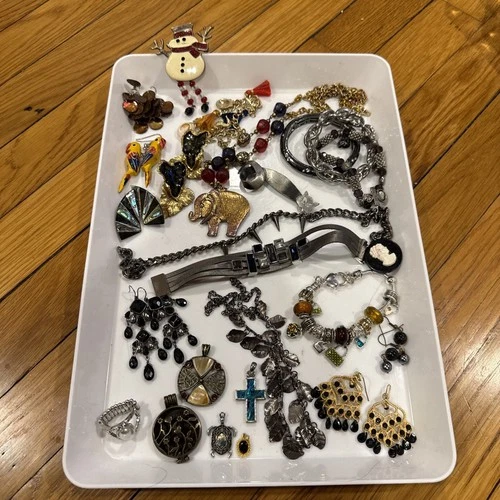 Vintage Costume Jewelry Lot Earrings Pendants Bracelets Necklaces Brooch Abalone