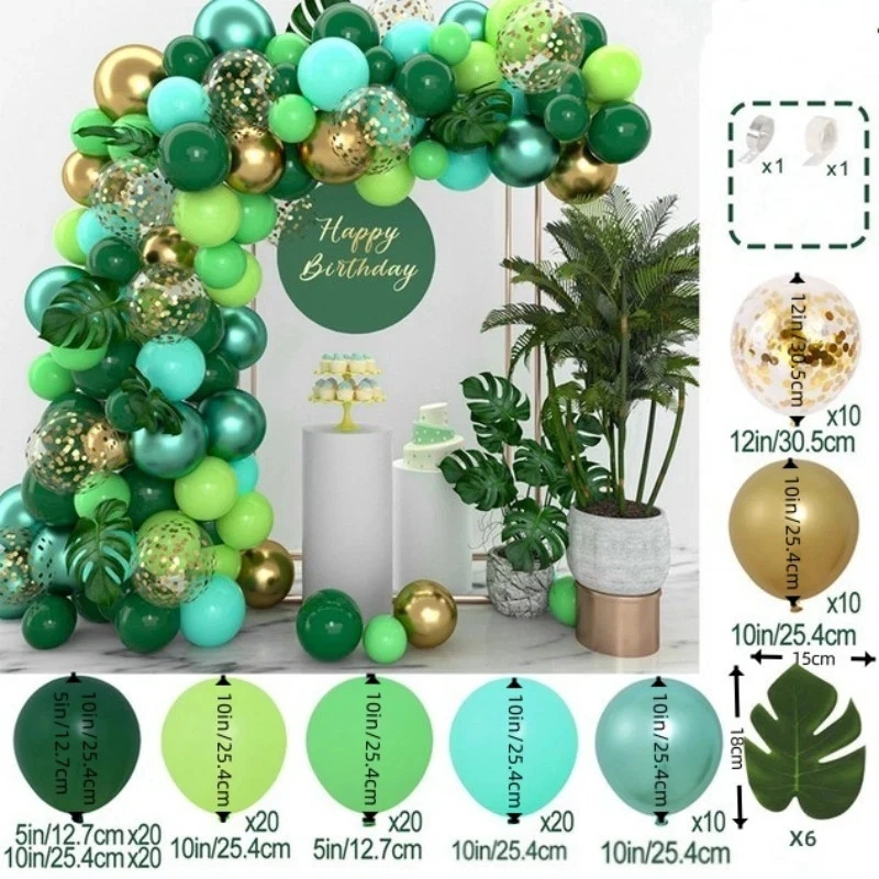 138 piezas Un conjunto de arco de globo temático de vida silvestre de la selva, dinosaurio animal salvaje th Foto 2 de 4