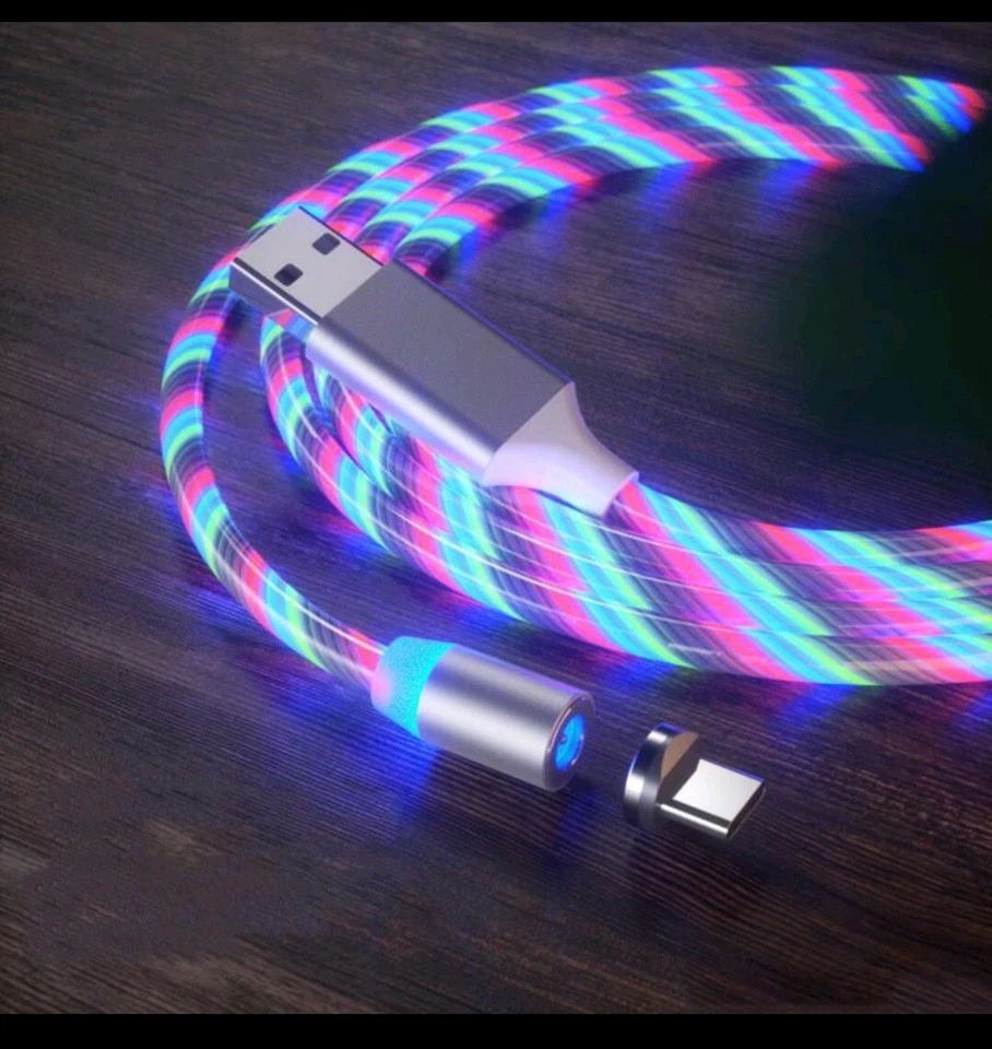 Glowing Flowing 3 in 1 LED Magnetic Phone Charger for Type C IOS Micro USB Cable - Image 4 of 4