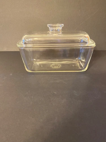 Vintage Pyrex/Westinghouse Clear Glass Loaf Pan/Baking/Fridg Dish W/Lid A-3