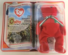 RARE McDonalds Ty Beanie International Bears II Osito the Bear 1999 ERROR - NEW